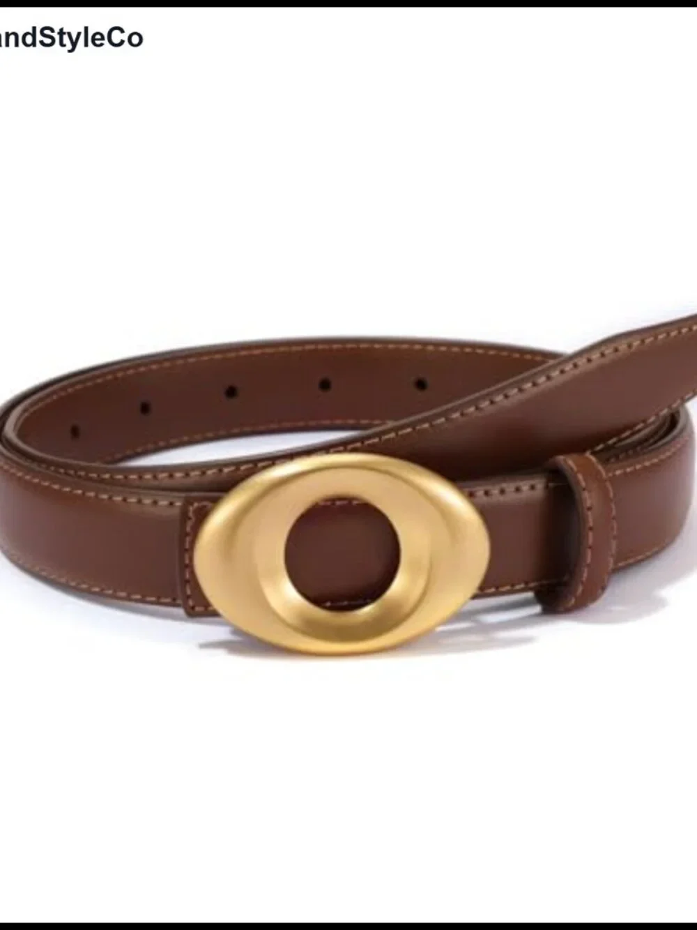 Elegant Casual Genuine Leather Belt with Vintage Gold Buckle
